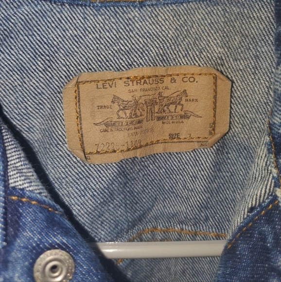 Vintage Kids Orange Tab Levis Denim Jacket Size 7 - Picture 3 of 5